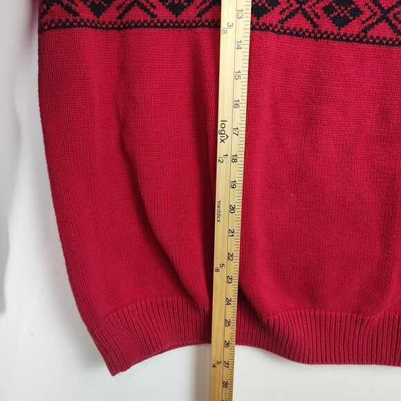 Chaps Moose 1/4-Zip Sweater Men's XXL Red Nordic Mock Neck Winter Christmas - Picture 6 of 10